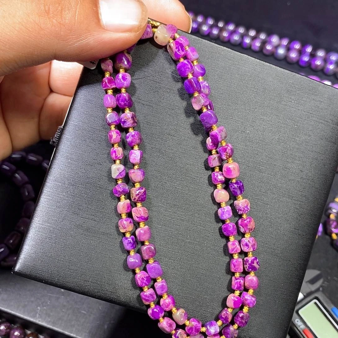 苏纪石（舒俱来）未镶嵌项链桃红冰透方糖项链