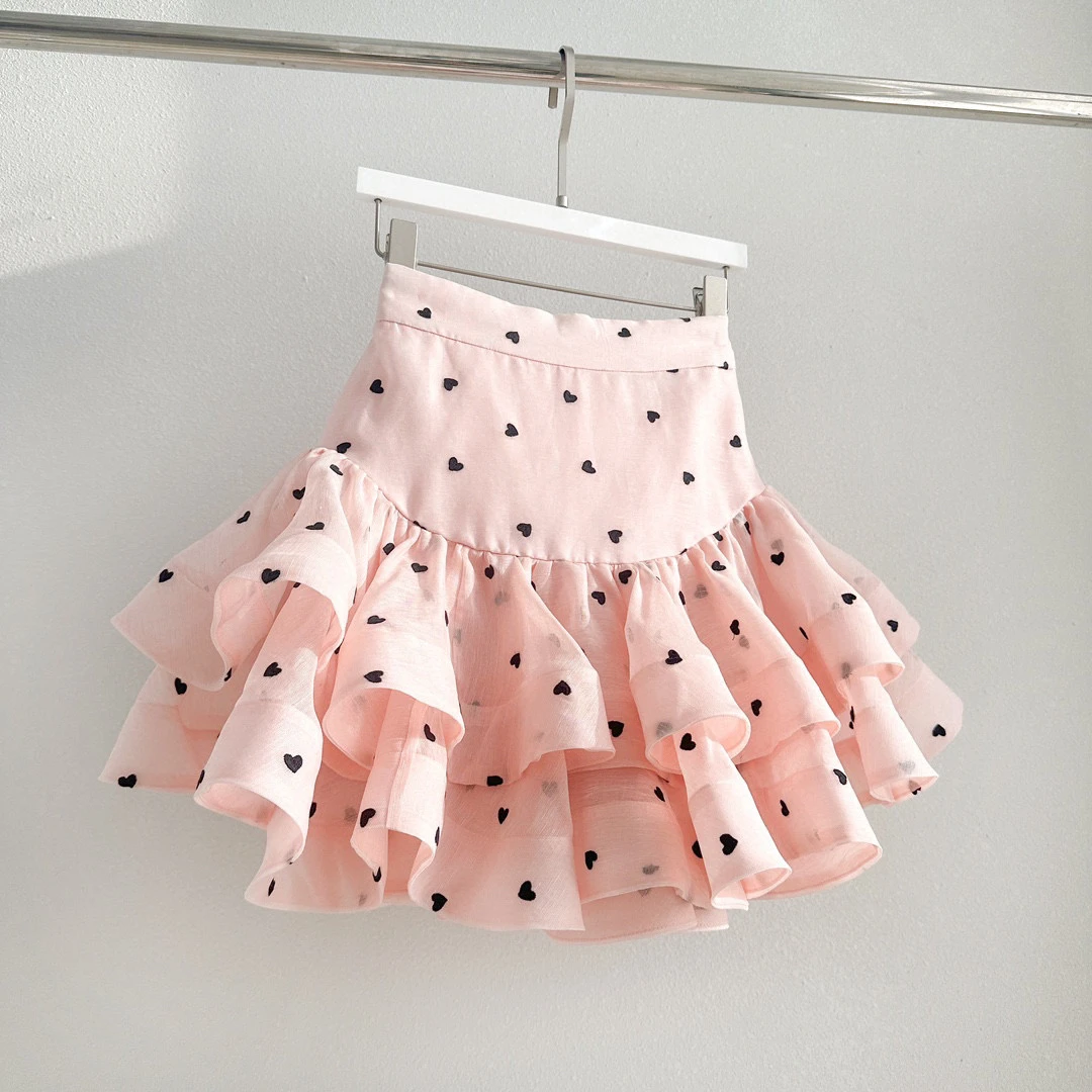 新款爱心波点半身裙