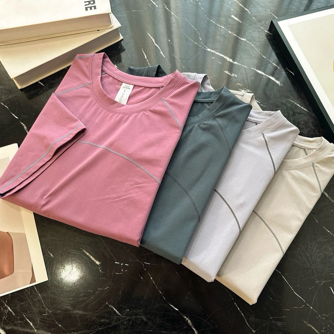 户外吸湿速干短袖T恤圆领夏季撞色宽松休闲跑步半袖4239- 2511