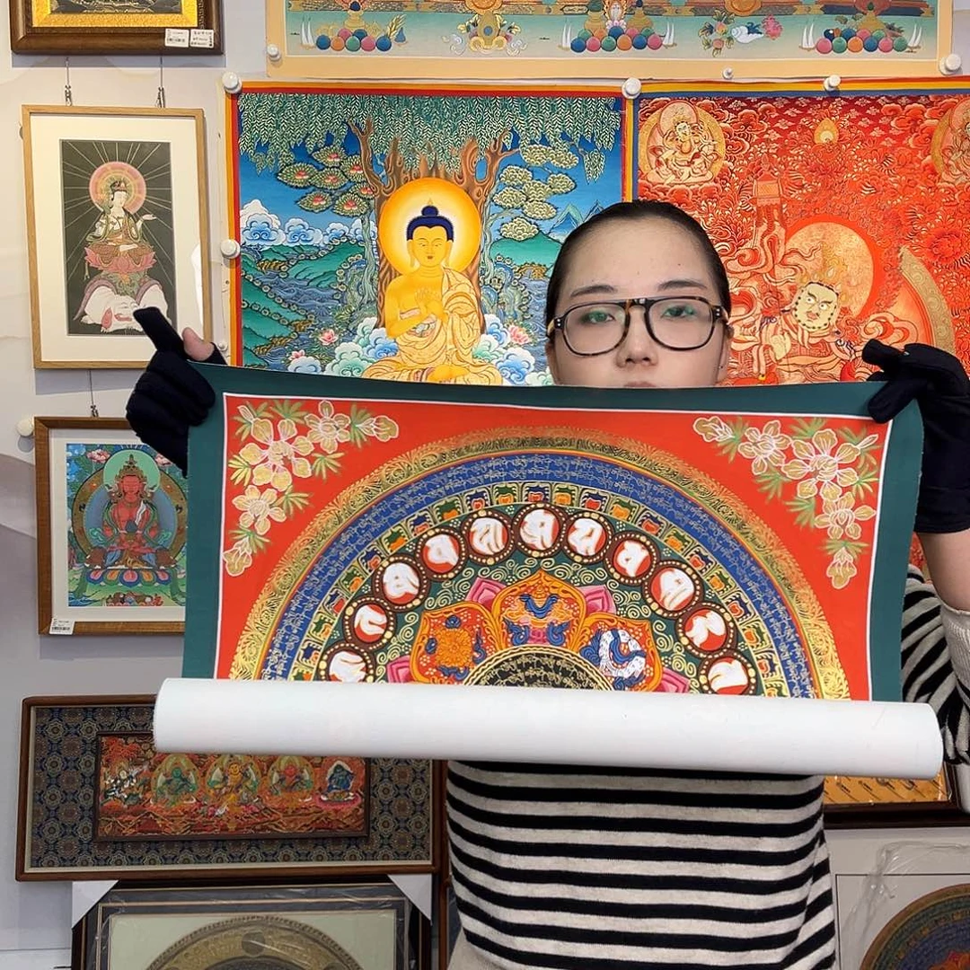 装裱画纯手绘唐卡50厘米左右六字真言