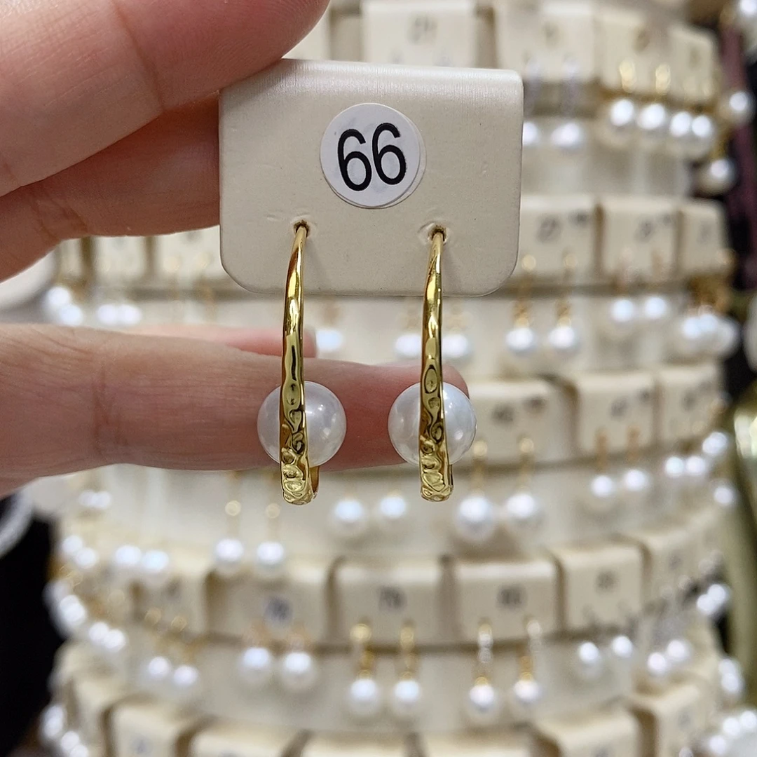 耳饰银S925镶嵌淡水珍珠