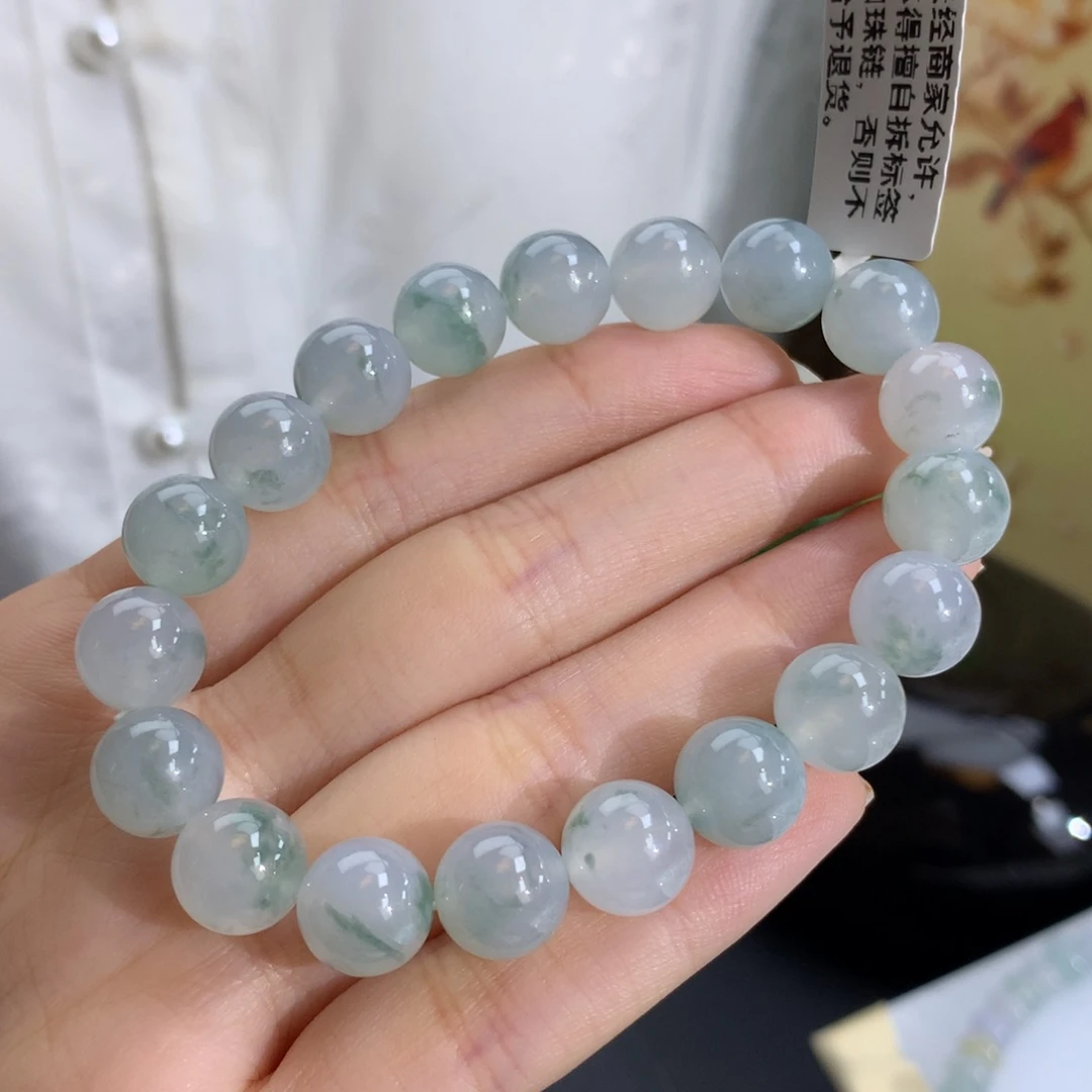 未镶嵌手串翡翠卡10冰润胶飘绿花