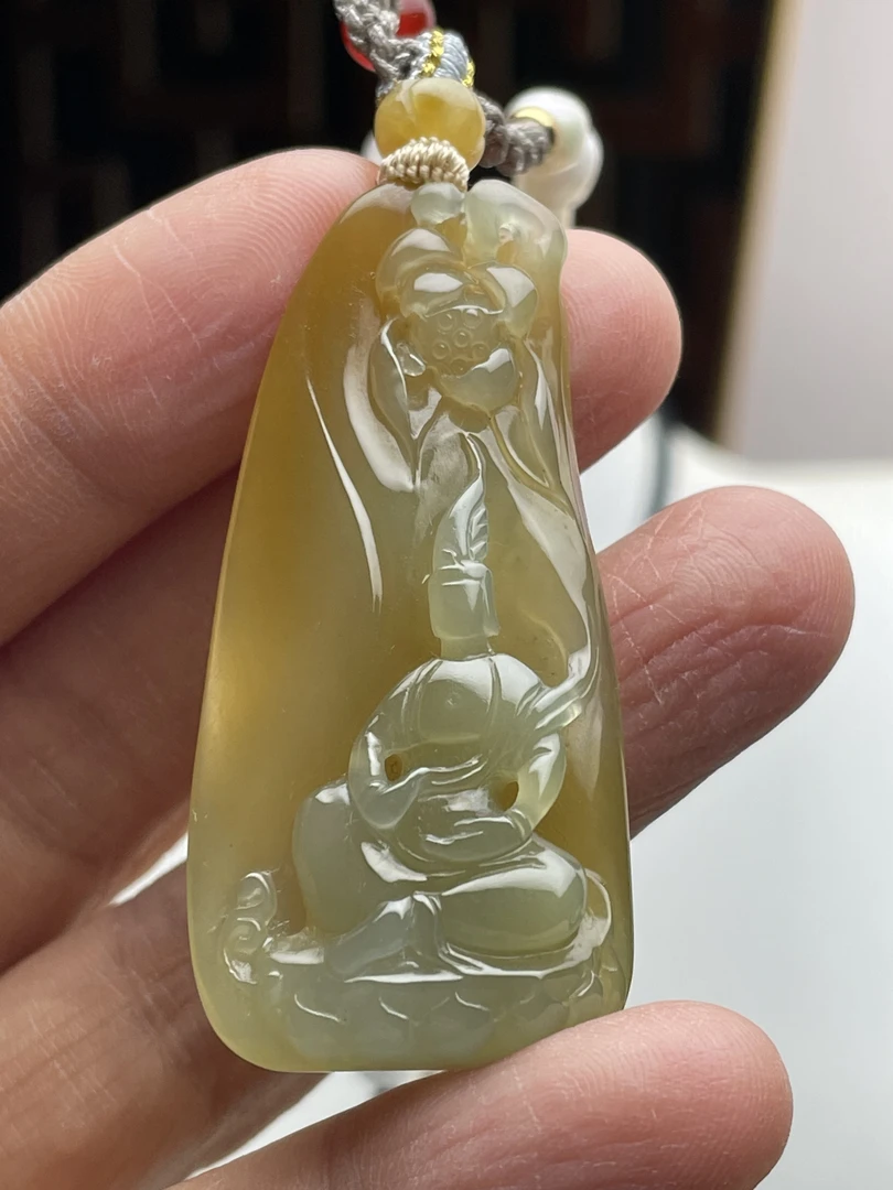 清货！天然缅甸翡翠A货冰胶黄翡观自在随行