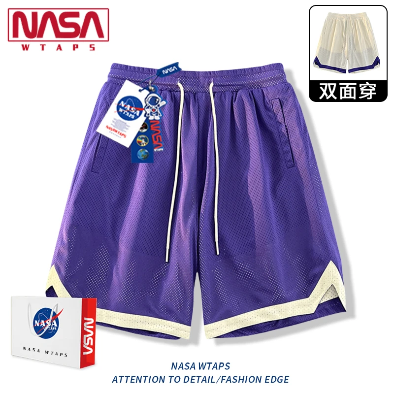 NASA WTAPS双面穿短裤男款夏季冰丝网眼篮球五分裤2025新款运动裤