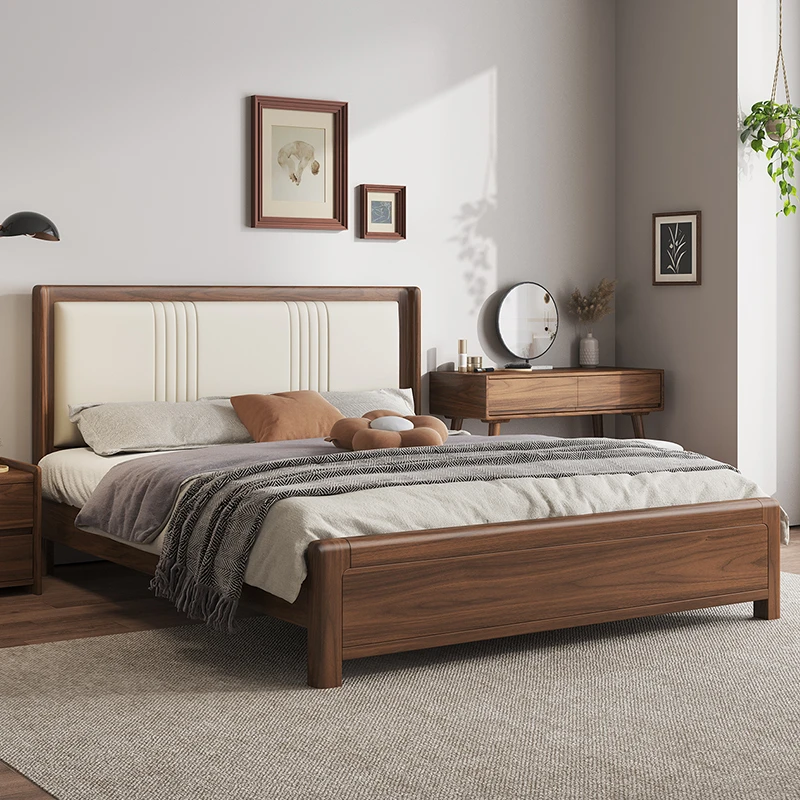 悠锦黑胡桃全实木床家居现代简约大床家用新中式轻奢主卧室双人婚