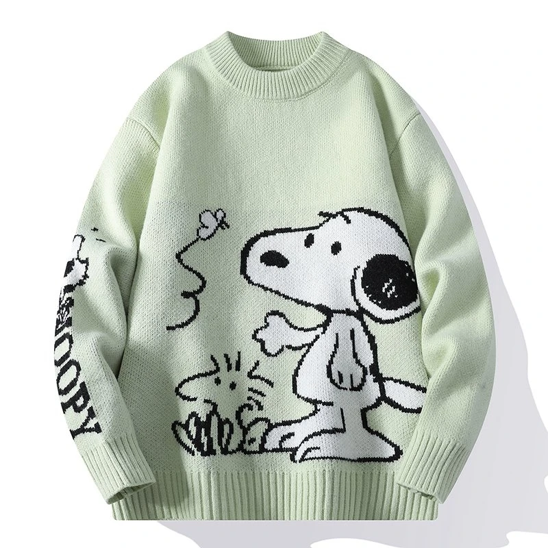 宽松情侣针织打底衫秋冬青少年男士加厚保暖毛衣学生个性提花线衣