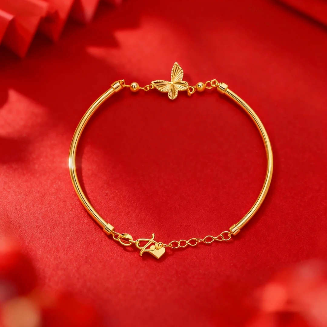 足银手链 蝴蝶半镯手链轻奢高级感气质时尚百搭百搭经典小众简约
