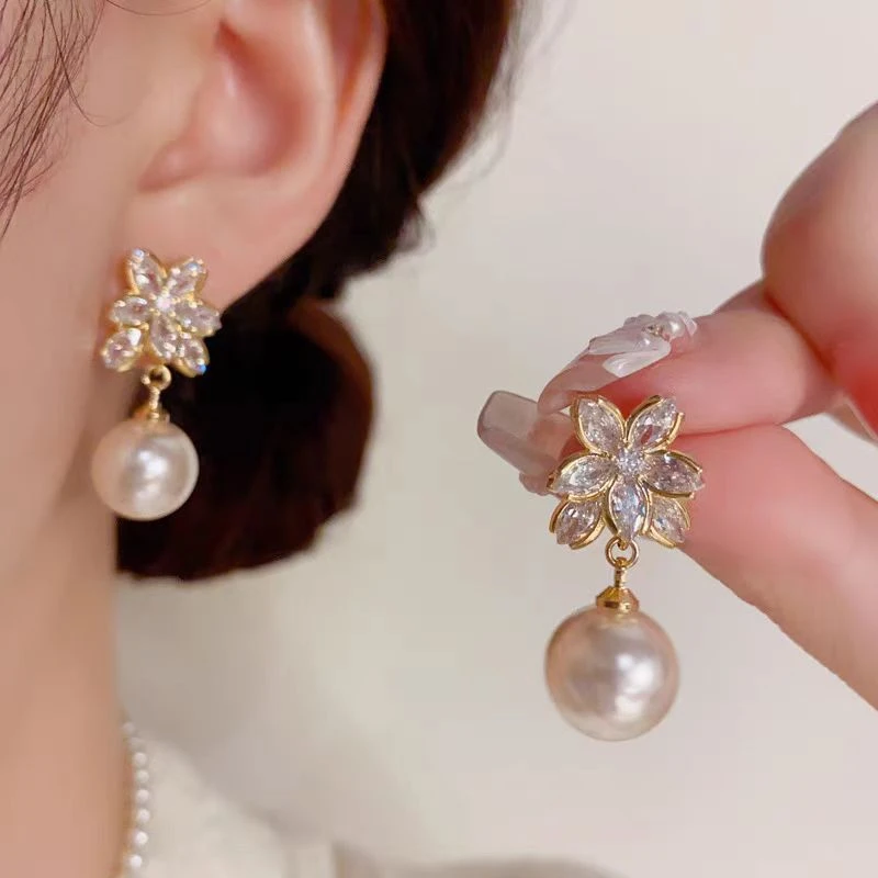 铜合金耳饰 时尚气质珠珠款耳钉LY0660