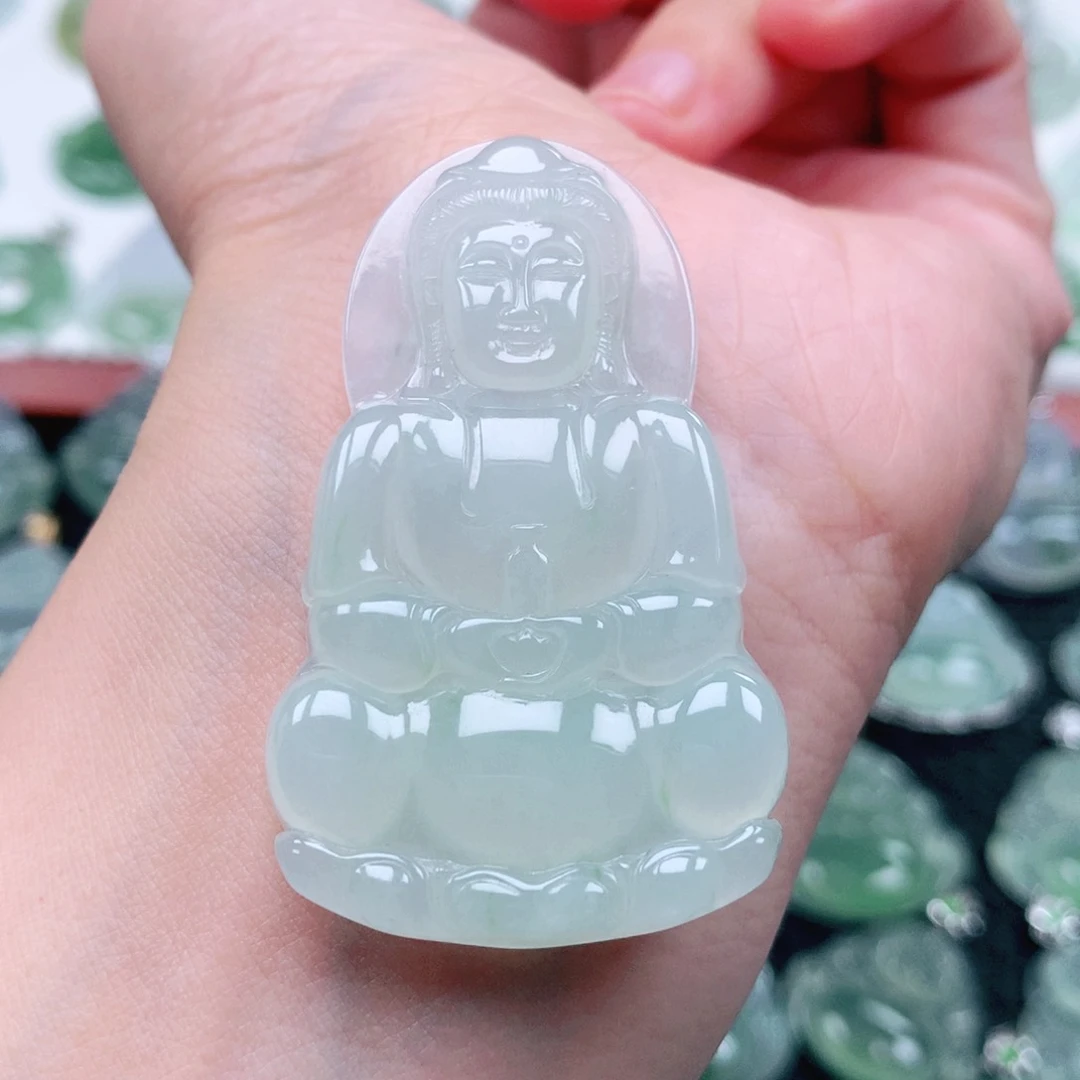 吊坠(不含链)18K金镶嵌翡翠