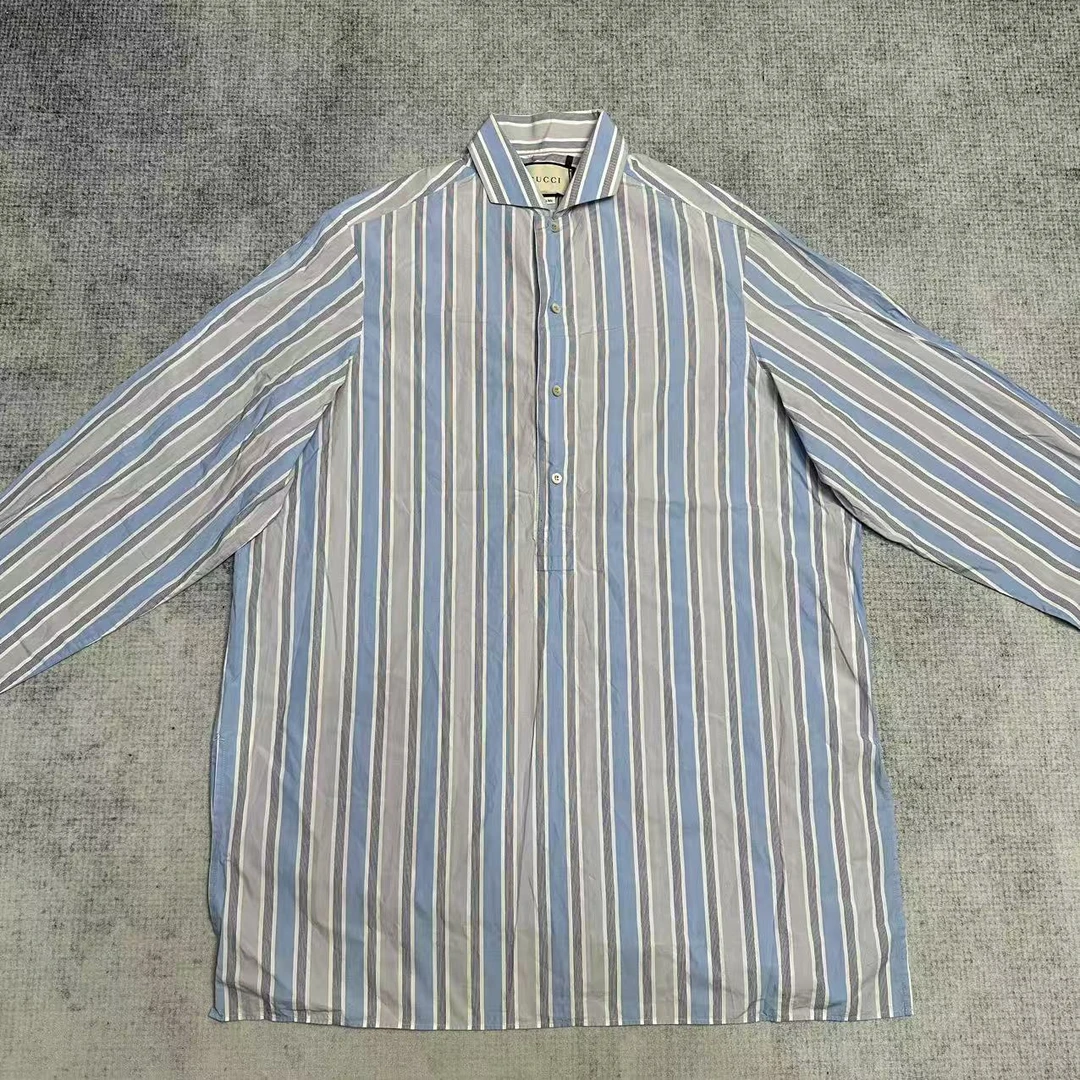 99新 GUCCI/古驰 古驰/淡蓝色条纹衬衫/46码/99新