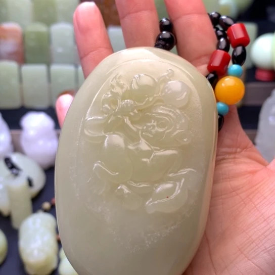 石材方解石手把件