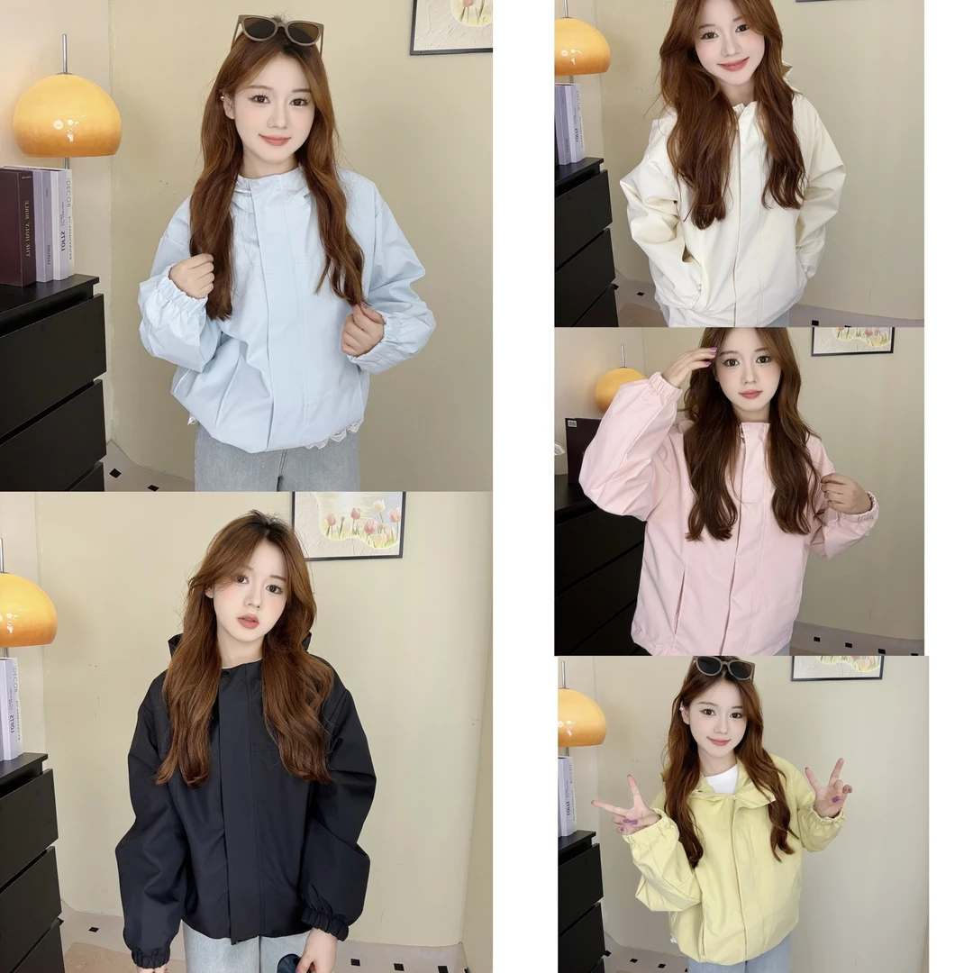 小个子定制短款冲锋衣防风极简休闲百搭新款连帽拉链上衣高级外套