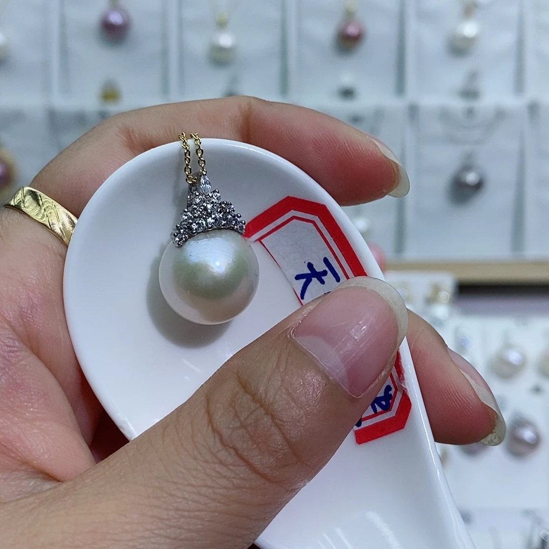 淡水珍珠银S925镶嵌吊坠(赠链)