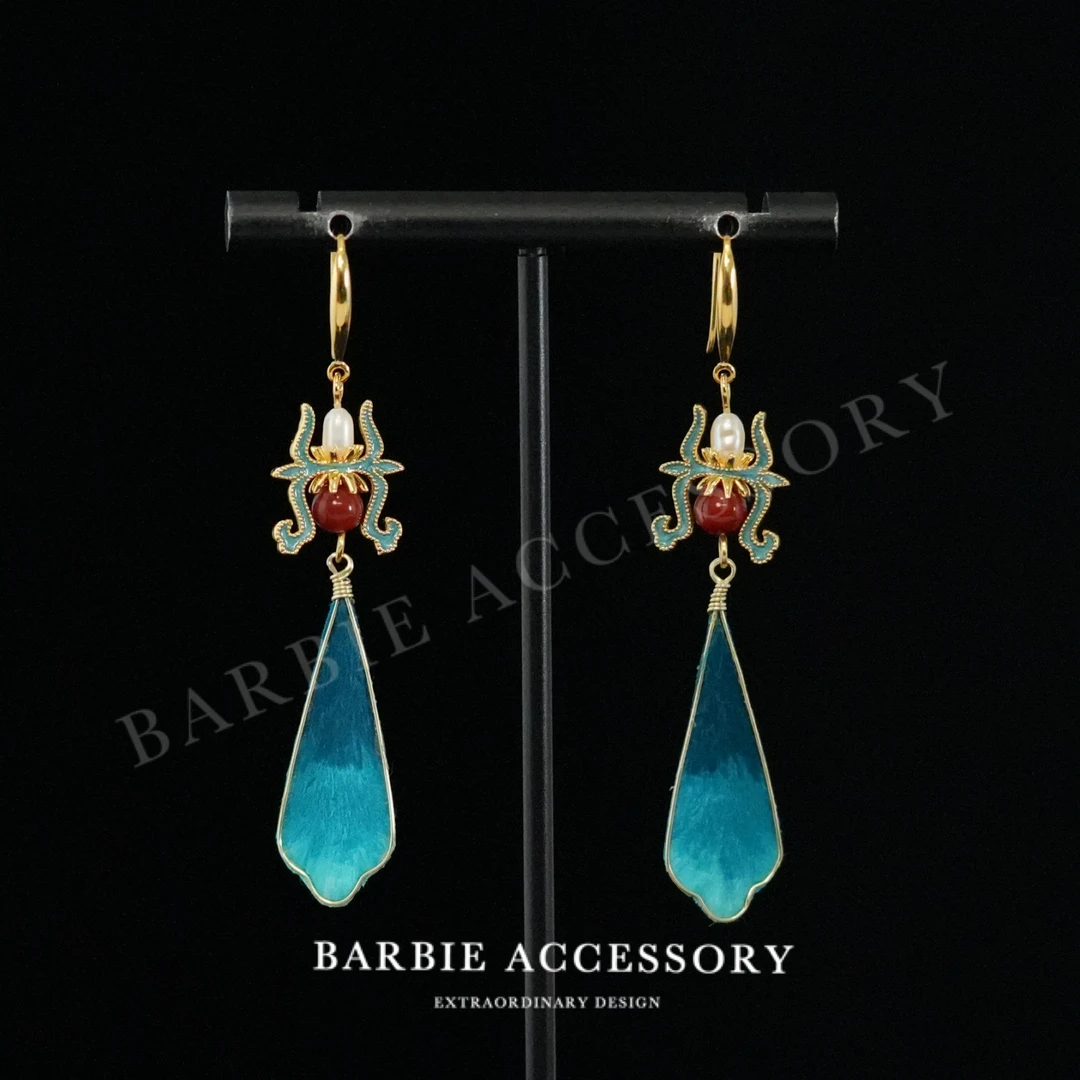 铜合金合成锆石耳饰 【蓝途茗意】新中式设计款高级感绝美耳环