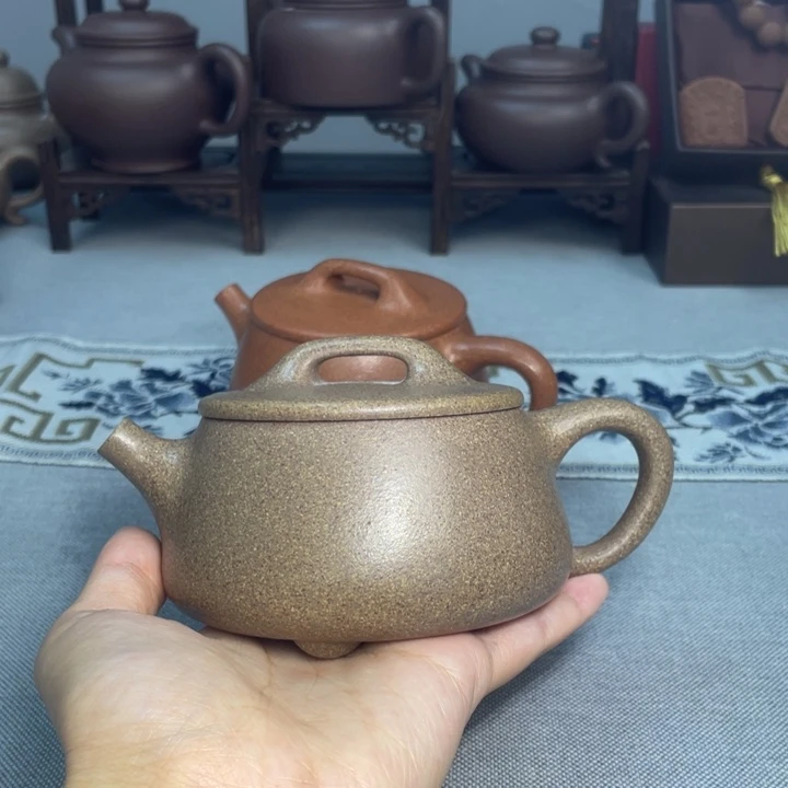 茶杯紫砂高温红降坡 宽口石瓢