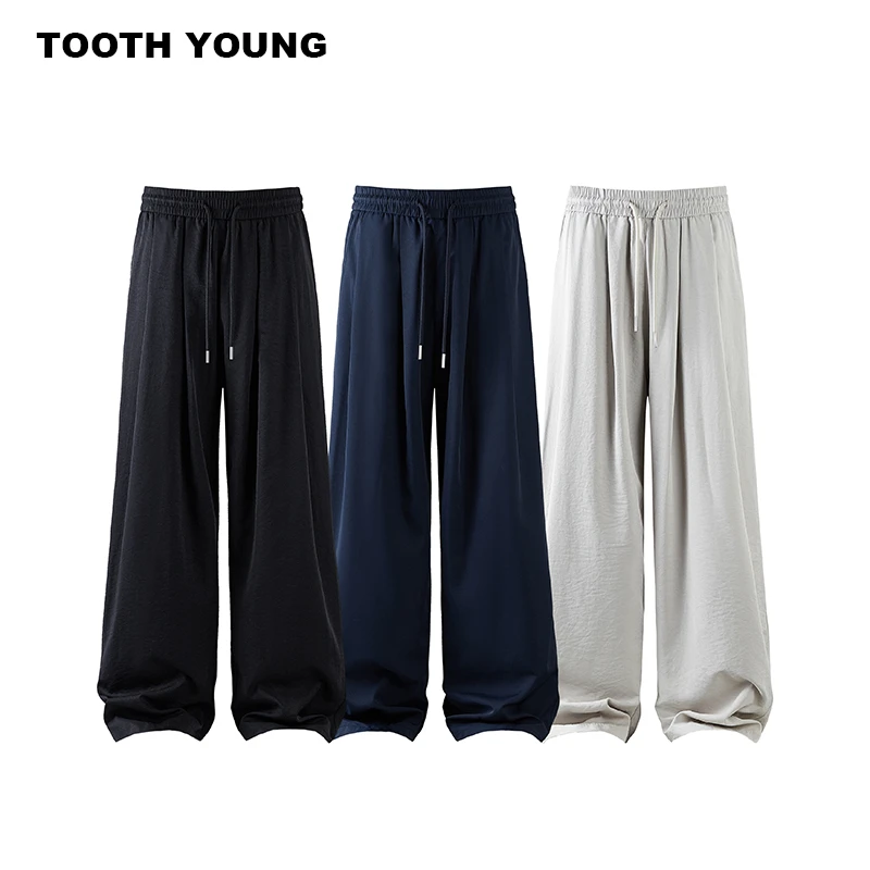 【现货】TOOTH YOUNG 【山本裤】夏季薄款垂感大码男生宽松直筒裤子