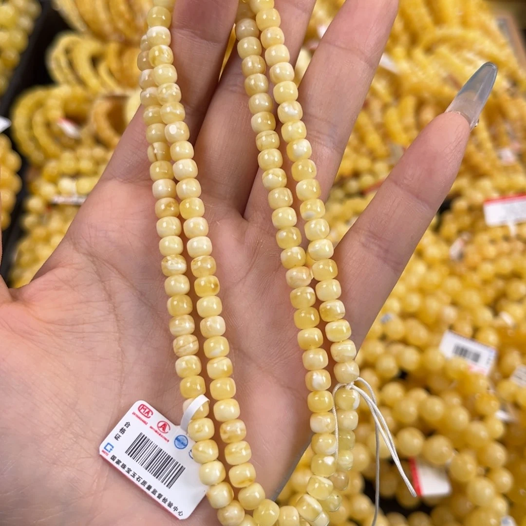 裸石琥珀未镶嵌瓷白花精工老型