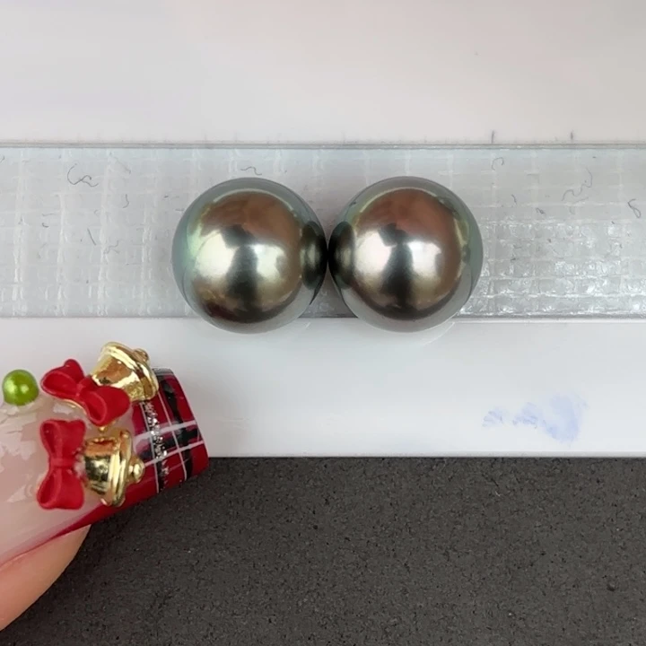 定制海水珍珠未镶嵌裸珠11-12mm大溪地两颗