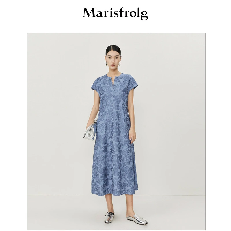 【欧若风】Marisfrolg/玛丝菲尔新中式刺绣设计轻奢连衣裙A1CX24516