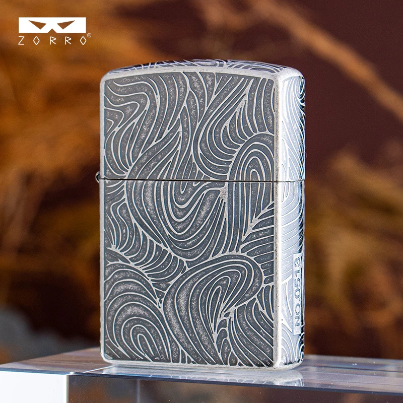 佐罗二代缎纱煤油打火机男士个性防风5面精雕送礼男士爱心打火机