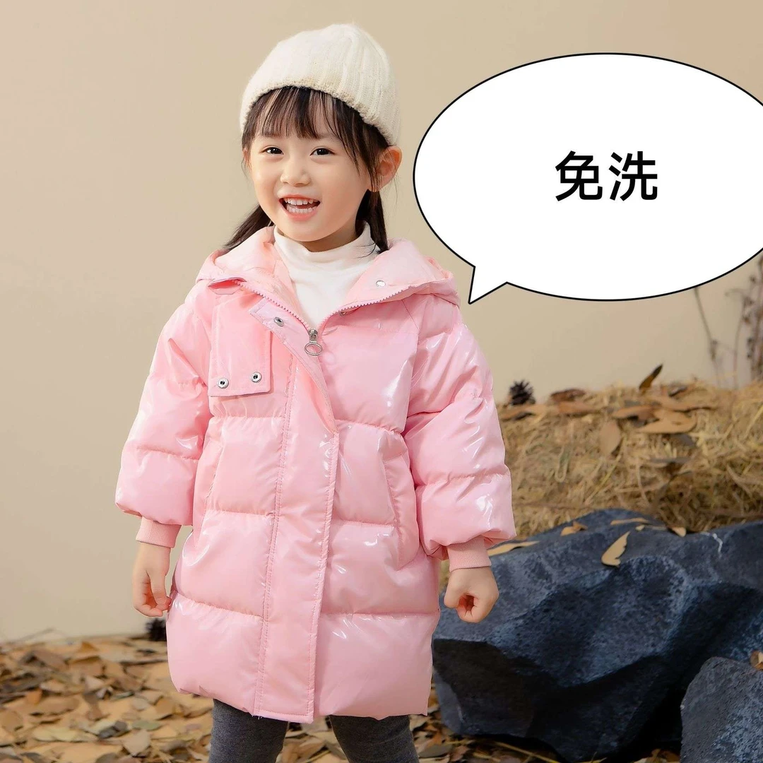 反季新中长款中小童加绒加厚棉服男女童加绒棉服免洗卡通连帽外套