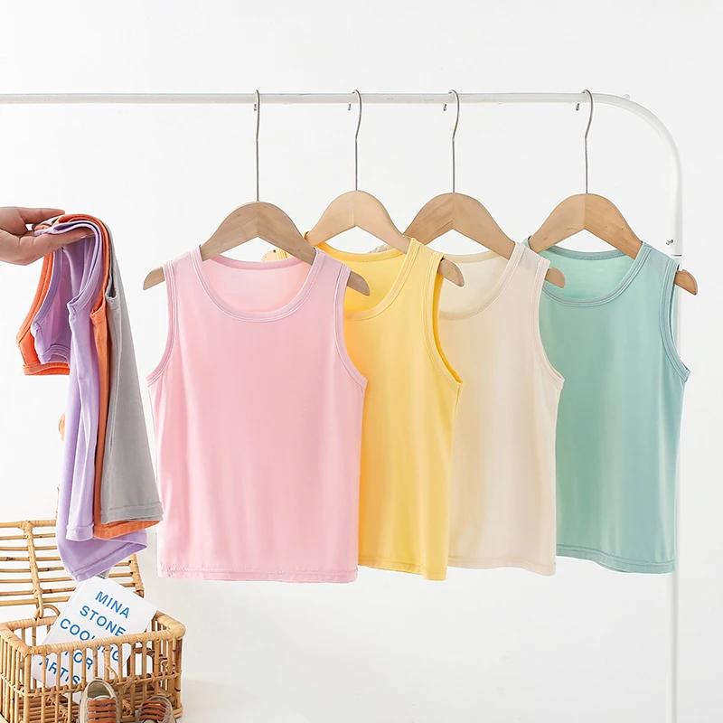 【两件装】儿童背心夏男童女童薄款莫代尔外穿无袖打底坎肩宝宝内穿