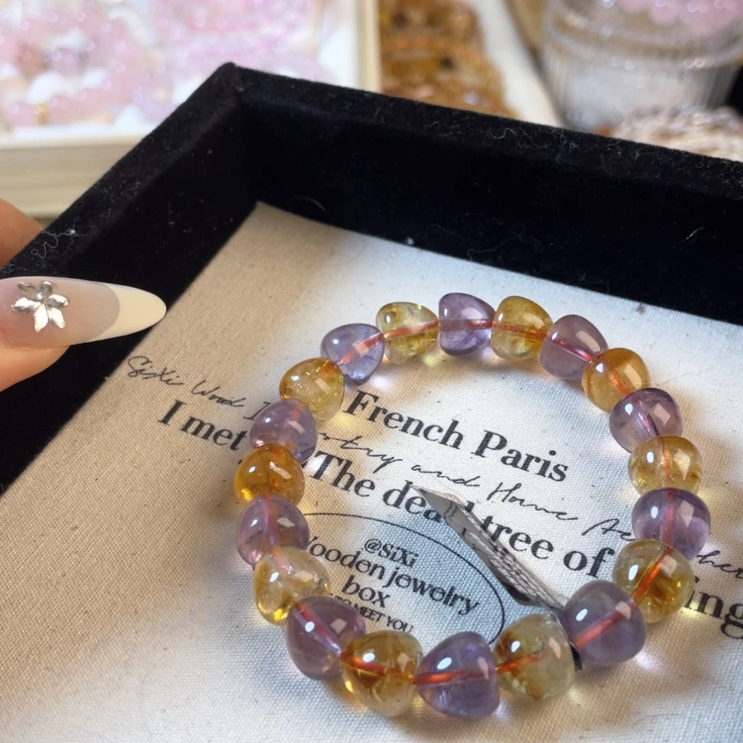 紫晶手链未镶嵌紫黄塔尖