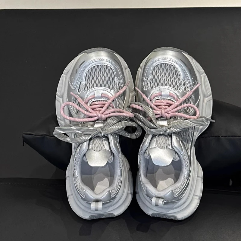 新百伦百搭夏季透气老爹鞋女2025新款厚底单网面舒适休闲运动鞋潮