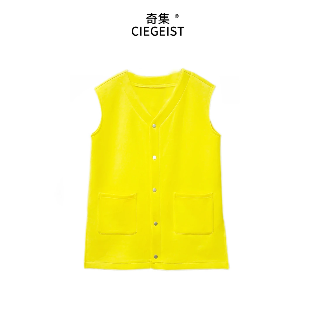 2025春装新款设计师款宽松大版百搭时尚V领大口袋开衫马夹7005