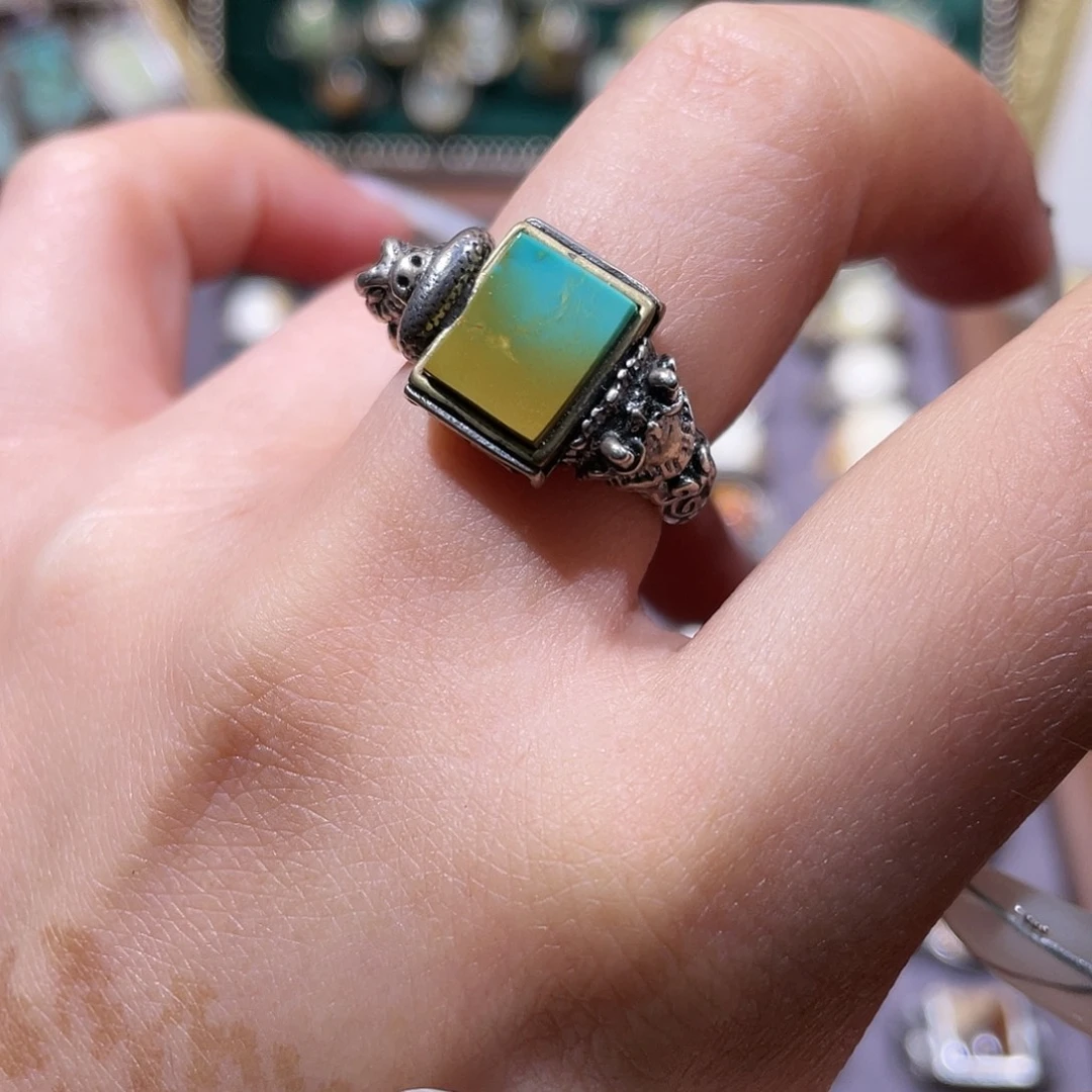 银S925镶嵌绿松石戒指戒指