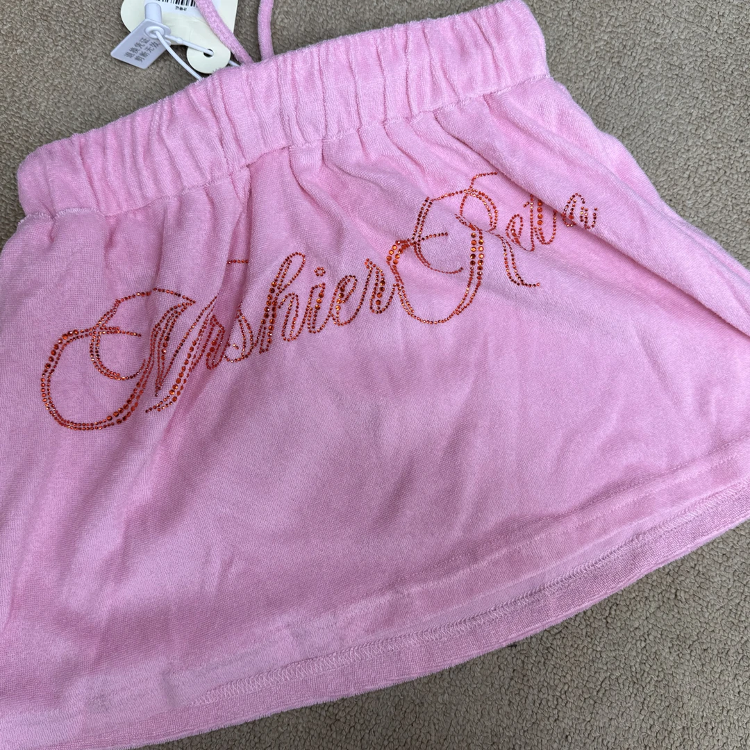 包子粉丝专属 粉色烫砖短裙