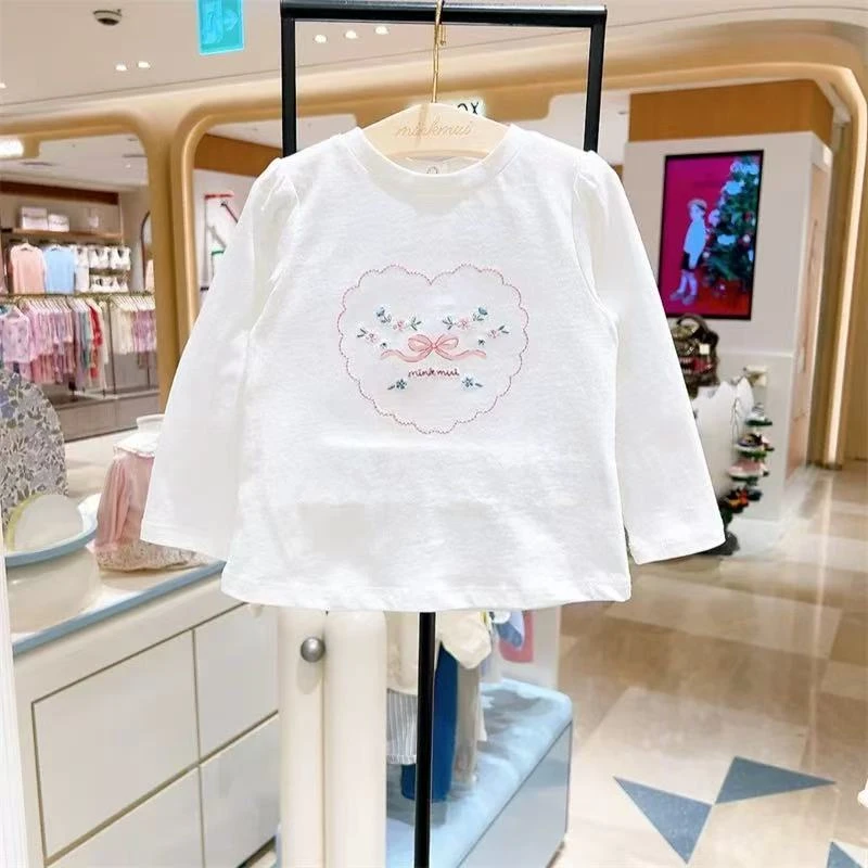 出口韩单 小星星25秋季新款女童印花刺绣可爱圆领长袖T恤