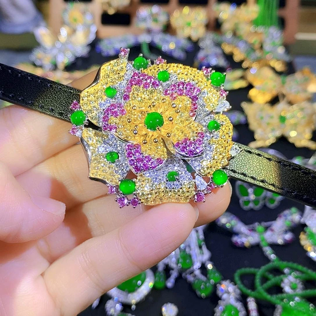 吊坠(不含链)银S925镶嵌翡翠