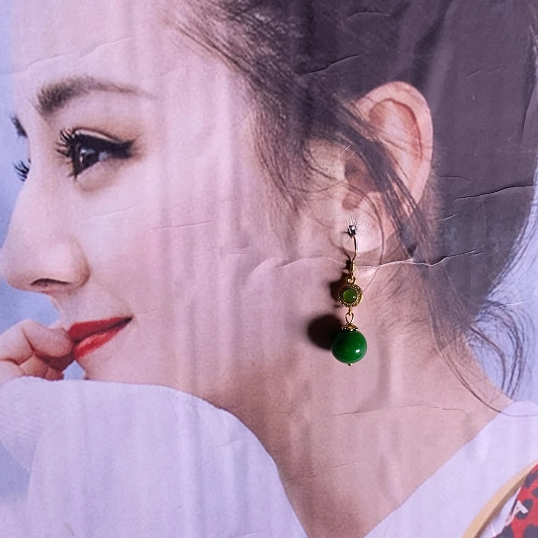 银S925镶嵌翡翠耳饰121