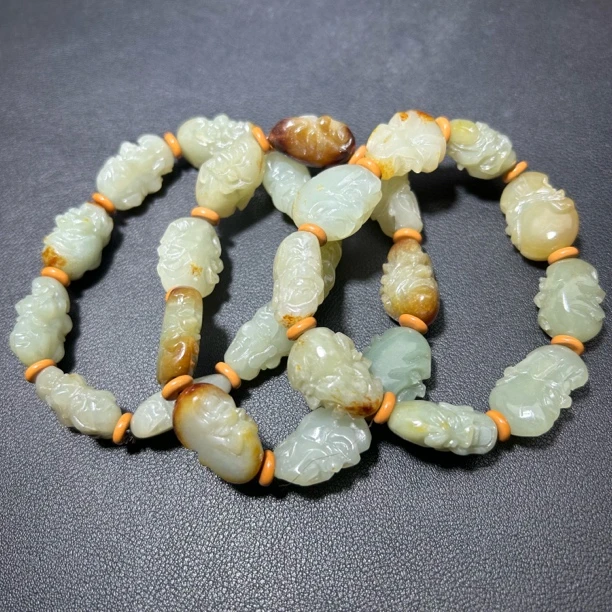 新疆和田玉 十八罗汉手串 保真和田玉 基地质检 拍一发一多样性发