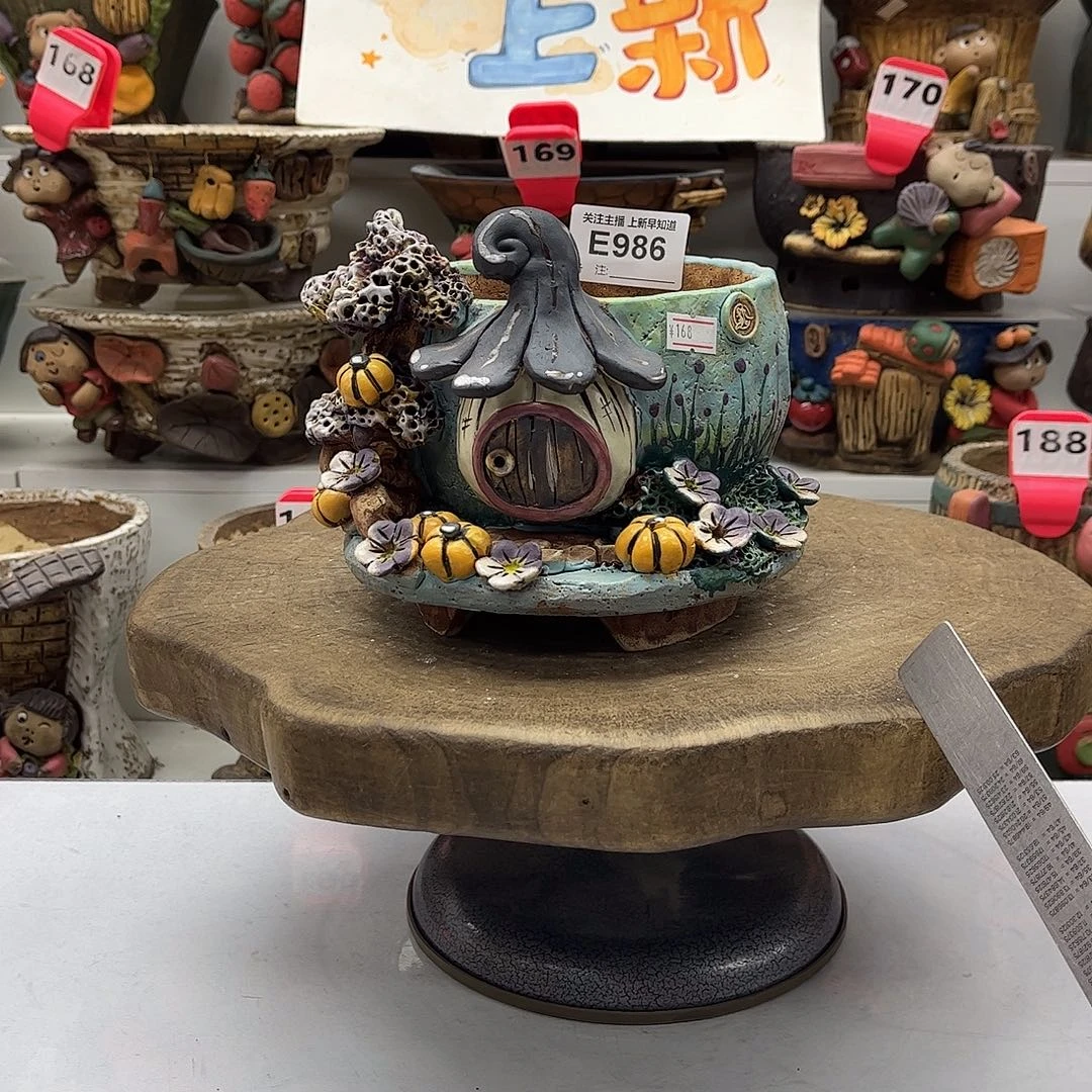 花盆986白狐花盆手捏