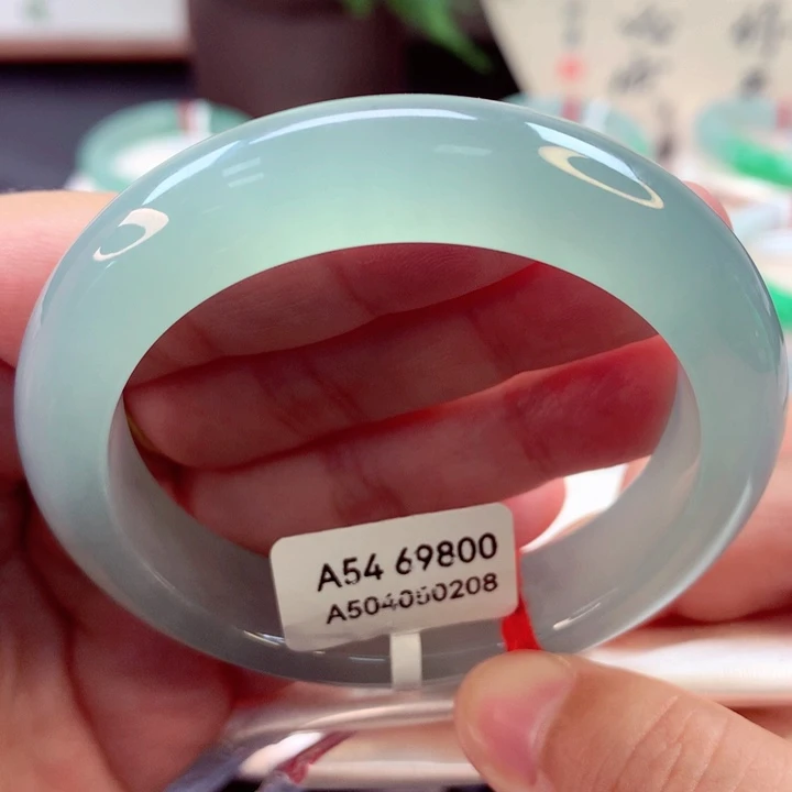 未镶嵌手镯翡翠冰胶晴蓝底8号11