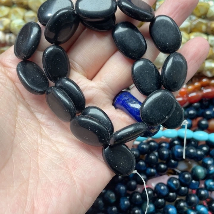 玛瑙/玉髓合金珠宝半成品一条15x20m黑玛瑙