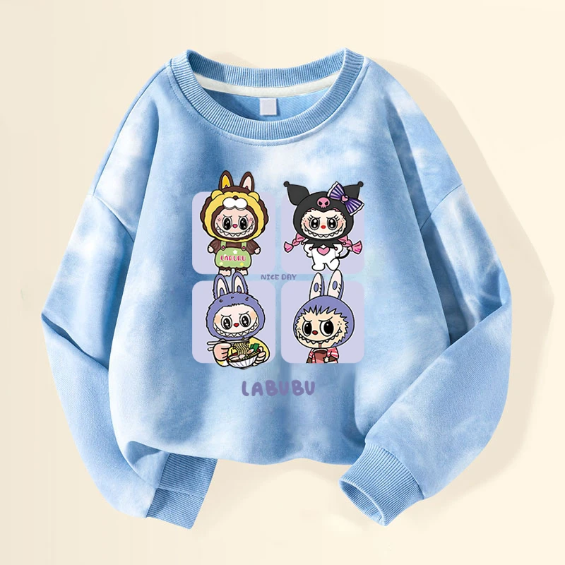 拉布布labubu卫衣儿童2025新款春秋衣服儿童多巴胺上衣女孩套头衫