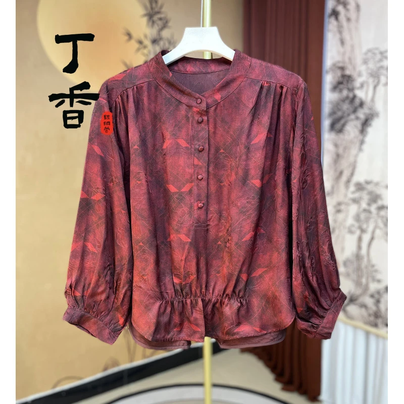 722爆款显瘦气质数码扎染重工高端设计师款圆领时髦洋气小衫