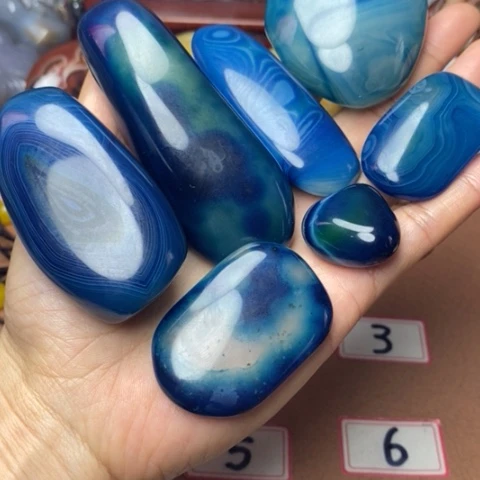 未镶嵌玛瑙/玉髓珠宝奇石青*打孔不退不换