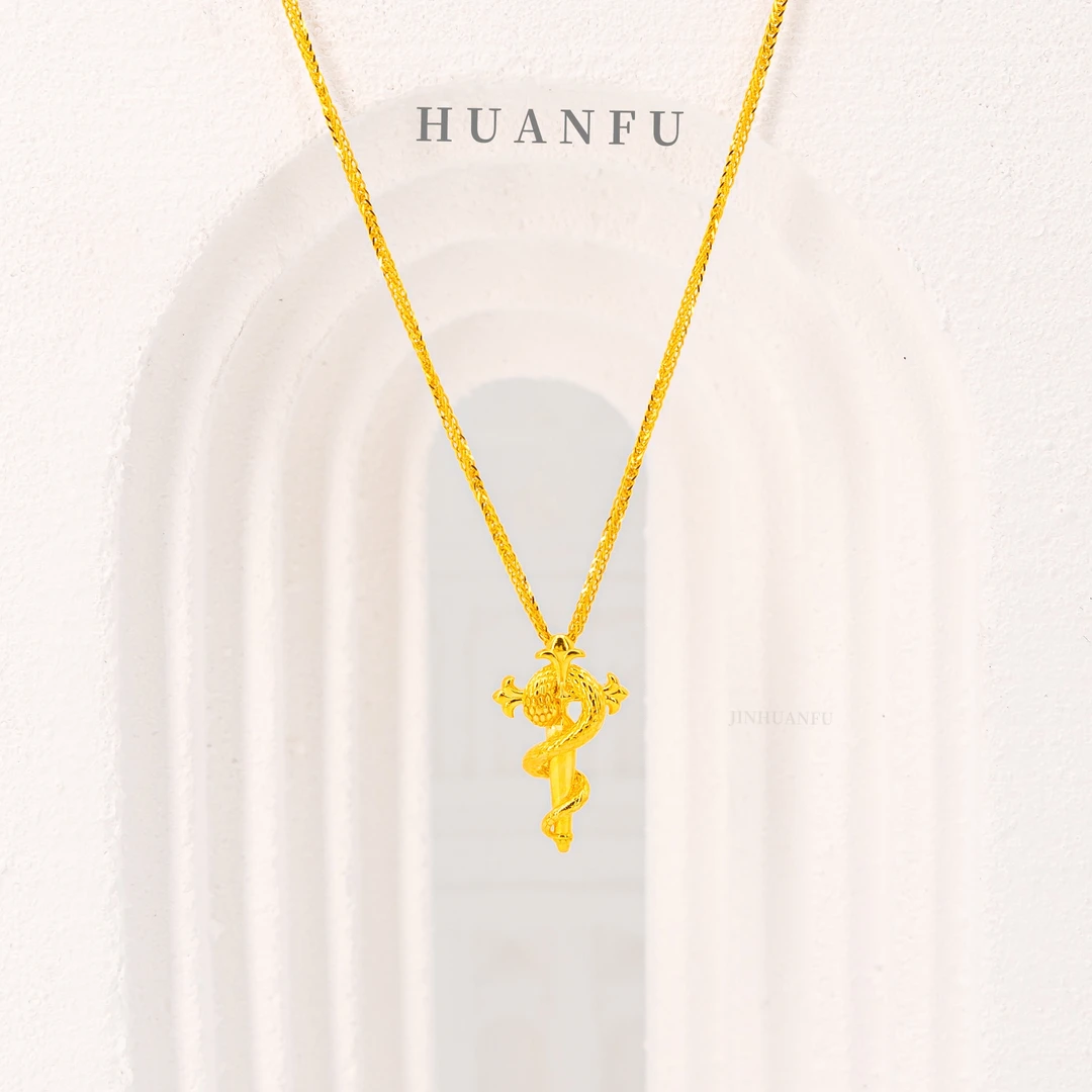 坠链均足银  蛇盘十字套链气质轻奢时尚古法百搭