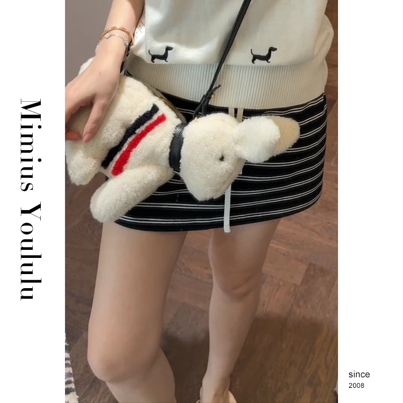 【mimius】&喵喵 复古条纹撞色高腰包臀半身裙裤 G03128