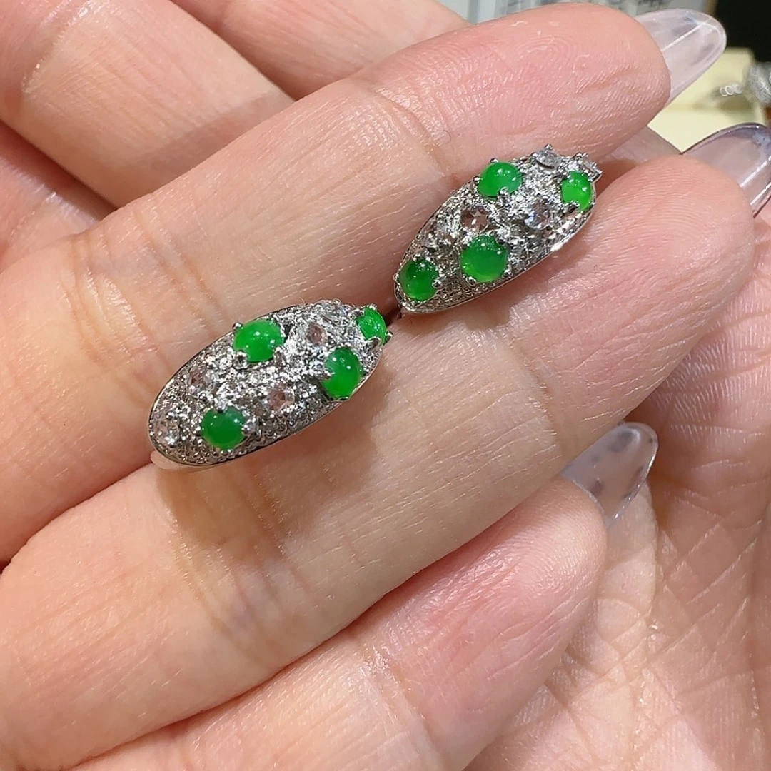 【闪购商品】18K金镶嵌翡翠耳饰