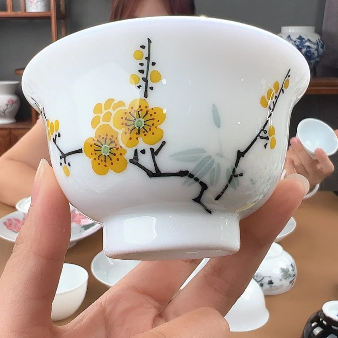 翠竹黄梅大号压手杯