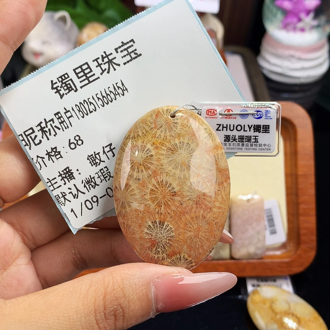 用***4硅化珊瑚（珊瑚玉）未镶嵌吊坠(赠链)