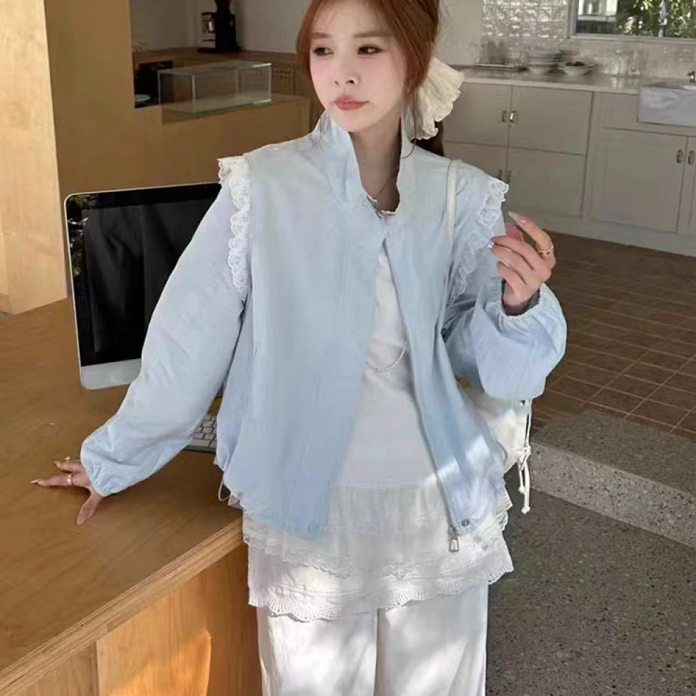 欧洲站2025早秋新款外套女设计感蕾丝宽松减龄上衣1757（3楼）