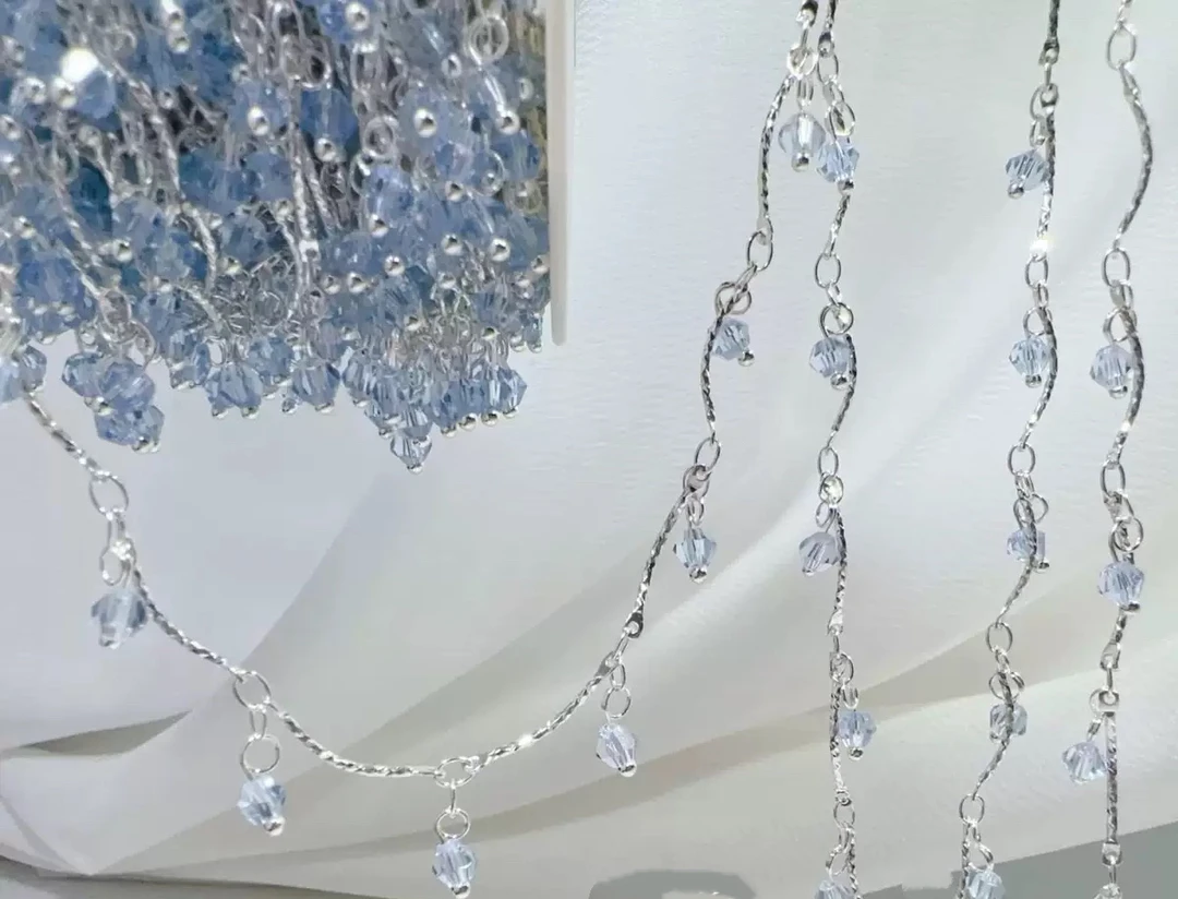 编号236 浅蓝色弯棍晶晶链条 百搭