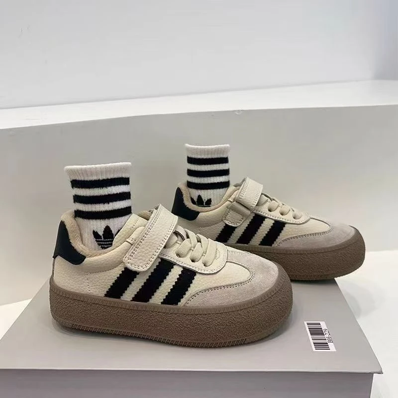 儿童德训鞋2025春秋新款女童小白鞋中大童小男孩鞋子男童运动鞋