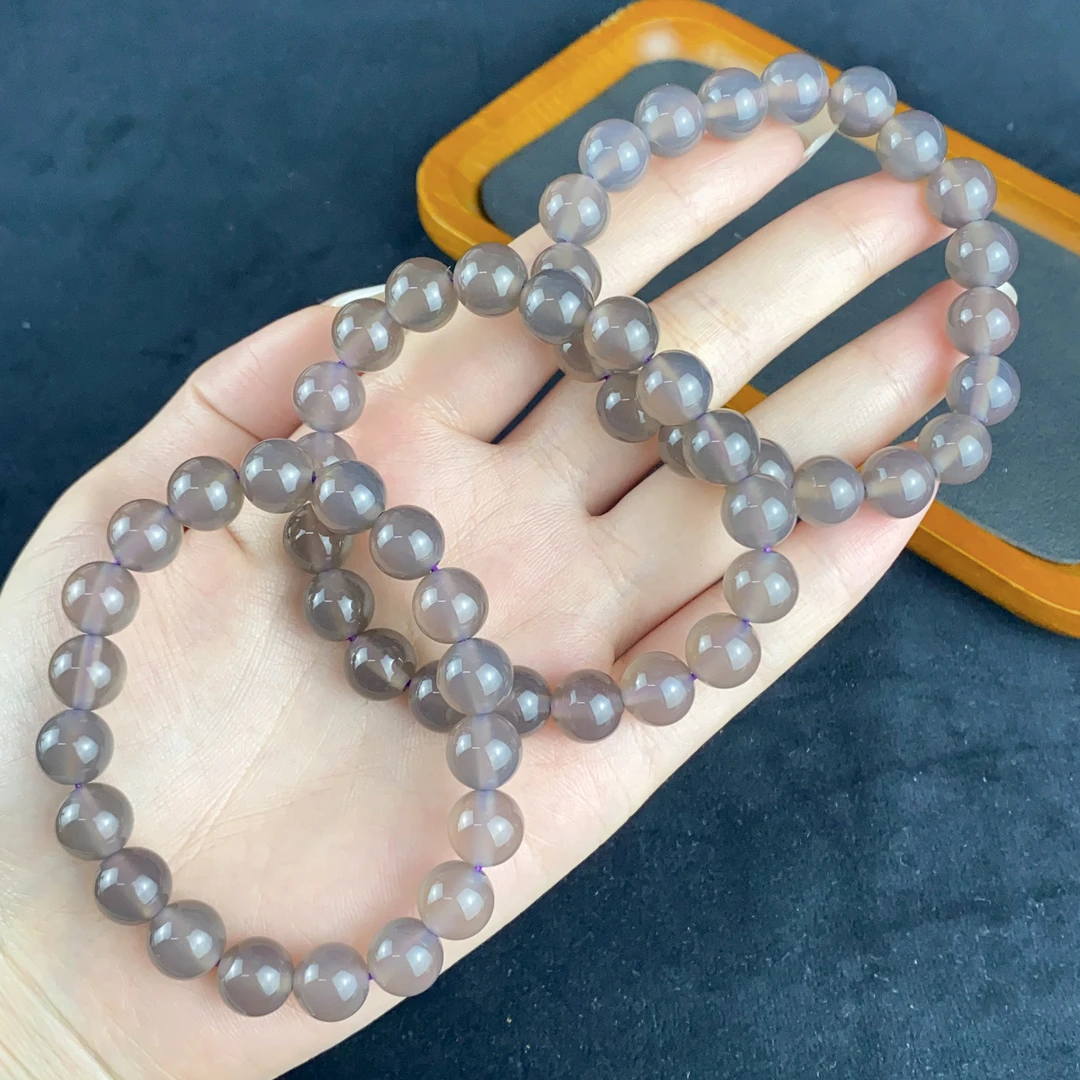 1888/ZY888-1157 精美玛瑙玉髓烟紫10+手串/多样性发货/一件